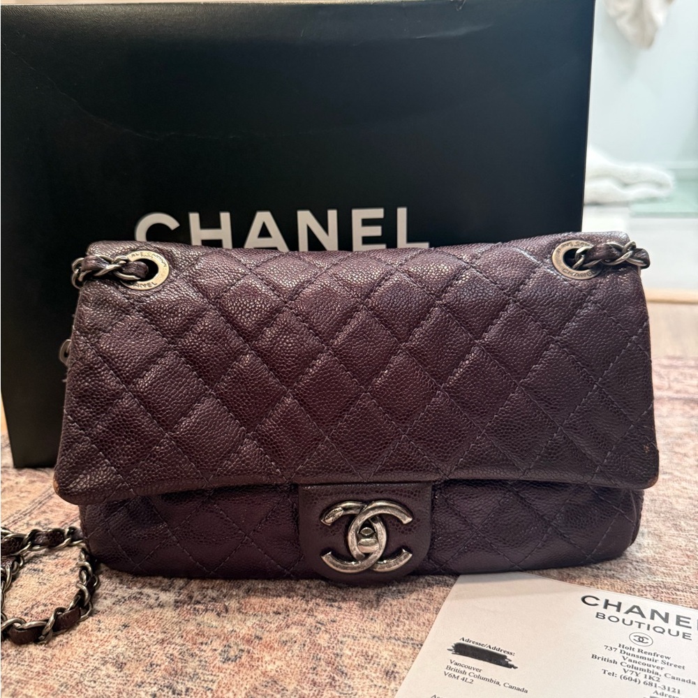 Chanel Easy Flap Purple Caviar bag